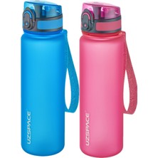 Feyza Design Pembe ve Mavi Tritan Matara Seti, 500 Ml, Şık ve Hafif Tasarım