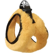 Pazarcan Üç Kilitli Peluş Kedi Köpek Göğüs Tasması 20-24 cm Xxx-Small Sarı