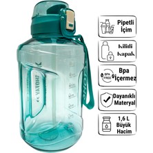Feyza Design Geniş Ağızlı, Kilitli Kapaklı, Askılı, 1.6 L Spor Matara – Turkuaz