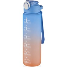 Feyza Design Çift Renk 1000ML Motivasyon Matara, Kalın Pipet ve Sticker Hediyesi