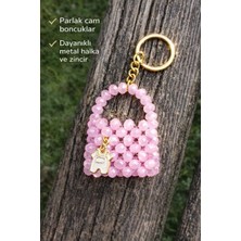 Kaya ve Demir El Yapımı Cam Boncuk Mini Çanta Anahtarlık – Renkli Tasarım ( 5x7 cm ) - Asortili - 2 Adet