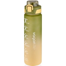 Feyza Design 1000ML Çift Renk Pipetli ve Pipetsiz Kullanım Motivasyon Matara Sticker Hediyeli