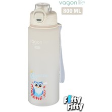 Feyza Design 800 ml Figürlü Su Matarası, Çift Kullanım, Pipetli, Rahat Içim, Sticker Hediyeli