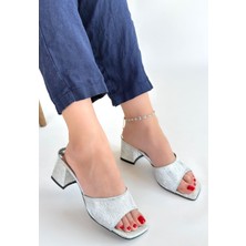 Modanı Seç Luart Gümüş Simli Topuklu Terlik