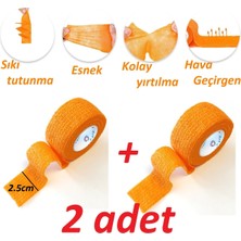 Feyza Design Turuncu Kendine Yapışan Bandaj, 2,5cm x 4,5m, 2'li Paket