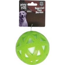 Pazarcan Işıklı Üçgen Desenli Plastik Top Köpek Oyuncağı 7,5 cm Yeşil