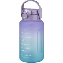 Feyza Design 2000 ml Renkli Motivasyon Matarası, Pipetli ve Pipetsiz Kullanım, Şık Tasarım