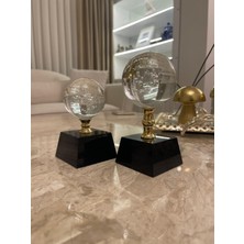 Sleep Nova Modern Cam Küre Hava Kabarcıklı Siyah Kaide Dekoratif Masa Objesi