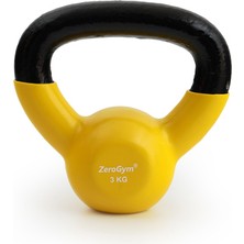 Zerogym Vinil Kaplı Içi Demir Kettlebel, Çaydanlık Dambıl 3 kg Sarı