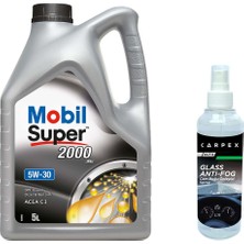 Mobil Super 2000 Xe 5W30 Motor Yağı 5 L (Üretim Yılı: 2024) + Carpex Buğu Önleyici