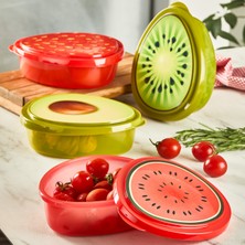Yazıcı 4 Lü Avokado Çilek Kivi Karpuz Meyve Desenli Saklama Kabı
