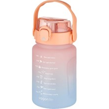 Feyza Design Çift Renk Motivasyon Matarası 1000 Ml, Pipetli ve Pipetsiz Kullanım