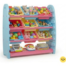 Bahçe Oyuncak 9 Bölmeli Çocuk Oyuncak Saklama Rafı Kreş Anaokulu Düzenleyici Ünite Çok Renkli Kutulu