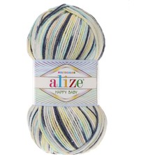 Alize Happy Multi Color (5 Adet) 52229 Siyah-Krem-Sarı Renkli El Örgü Ipliği