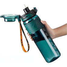 Feyza Design Kapasiteli ve Ölçü Skalalı Tritan Spor Matara, Pipetli ve Pipetsiz Kullanım