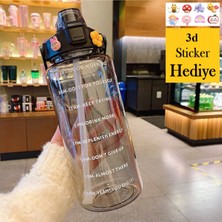 Feyza Design Şeffaf 2l Spor Suluk, Motivasyon Matara, Bpa Içermeyen Su Şişesi