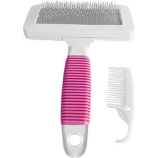 Pazarcan Temizleme Aparatlı Kedi Köpek Tarağı 9.5 Cm-14 cm Medium Pembe