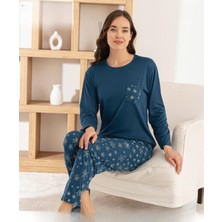 Pijamoni Kadın Milan Bisiklet Yaka Uzun Kol Ince Pijama Takımı 7575/1 - 1 Adet