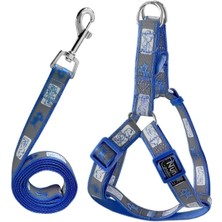 Pazarcan Köpek Göğüs Tasma Seti Köpek Desenli 120 Cm-34 Cm-47 cm Koyu