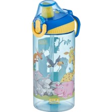 Feyza Design Çocuklar Için 500ML Tritan Su Matara, Pipetli ve Kapanabilir Kapaklı