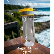 Feyza Design 730 ml Sarı Matara, Süzgeçli Su Kabı, Dayanıklı Plastik Suluk