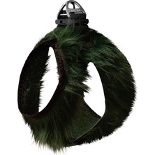 Pazarcan Üç Kilitli Peluş Kedi Köpek Göğüs Tasması 32-40 cm Medium Yeşil
