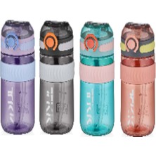 Feyza Design 550ML Silikon Pipetli Dayanıklı Tritan Spor Matara, Taşıma Kulplu