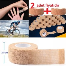 Feyza Design Yapışkan Bandaj Çiftli Paket, 2,5 cm x 4,5 M, Güvenli ve Kolay Kullanım