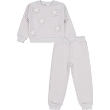 Civil Girls Çiçek Nakışlı 2-5 Yaş Eşofman Takımı - Gri 3-4 Yaş