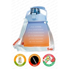 Feyza Design Sağlıklı ve Şık 1,3 Lt Motivasyonel Su Matarası, Mavi-Turuncu Renk Seçenekleri