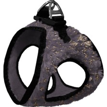 Pazarcan Üç Kilitli Simli Peluş Kedi Köpek Göğüs Tasması 28-34 cm X-Small Gri
