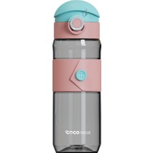 Feyza Design Renkli 580ML Çocuk Tritan Matara, Düğme Desenli, Rahat ve Sağlıklı Içim