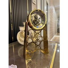 Sleep Nova Gold Iskelet Mekanizmalı Dekoratif Masa Saati – Retro Metal Lüks Masa & Ofis Saati