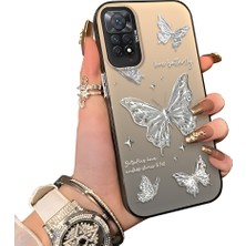 Ucuc Redmi Note 11 Pro 5g Uyumlu Akrilik Sert Arka Telefon Kılıfı Yan Silikon Darbe Önleyici Lens Korumalı Sevgili Kelebek Desenli  Kapak