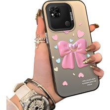 Ucuc Redmi 10A Uyumlu Telefon Kılıfı Estetik Kurdele Deseni Akrilik Sert Arka Silikon Kenar Lens Korumalı Darbe Koruma