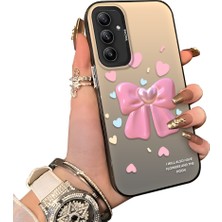 Ucuc Samsung Galaxy A34 Uyumlu Telefon Kılıfı Estetik Kurdele Deseni Akrilik Sert Arka Silikon Kenar Lens Korumalı Darbe Koruma