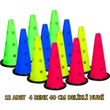 Feyza Design 12 Adet 40 cm Delikli 3 Kademeli Kauçuk Tabanlı Antrenman Hunisi