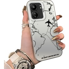 Ucuc Redmi 13C Uyumlu Telefon Kılıfı Uçak Deseni Akrilik Sert Arka Silikon Kenar Lens Korumalı Darbe Koruma