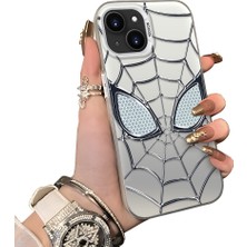 Ucuc iPhone 14 Uyumlu Telefon Kılıfı Spider-Man Desenli Akrilik Sert Arka Silikon Kenar Lens Korumalı Darbe Koruma