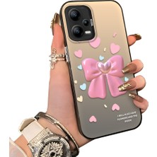 Ucuc Redmi Note 12 5g Uyumlu Telefon Kılıfı Estetik Kurdele Deseni Akrilik Sert Arka Silikon Kenar Lens Korumalı Darbe Koruma