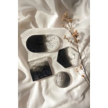 Siyah–beyaz Mermer Efektli Epoksi Dekor Seti | El Yapımı