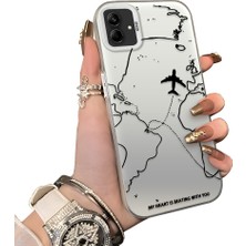 Ucuc Samsung Galaxy A04 Uyumlu Telefon Kılıfı Uçak Deseni Akrilik Sert Arka Silikon Kenar Lens Korumalı Darbe Koruma