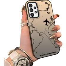 Ucuc Samsung Galaxy A73 Uyumlu Telefon Kılıfı Uçak Deseni Akrilik Sert Arka Silikon Kenar Lens Korumalı Darbe Koruma