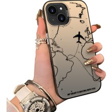 Ucuc iPhone 13 Uyumlu Telefon Kılıfı Uçak Deseni Akrilik Sert Arka Silikon Kenar Lens Korumalı Darbe Koruma