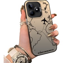 Ucuc Realme C53 Uyumlu Telefon Kılıfı Uçak Deseni Akrilik Sert Arka Silikon Kenar Lens Korumalı Darbe Koruma