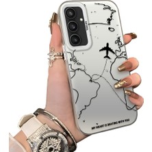 Ucuc Samsung Galaxy S23 Fe Uyumlu Telefon Kılıfı Uçak Deseni Akrilik Sert Arka Silikon Kenar Lens Korumalı Darbe Koruma