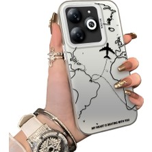 Ucuc Infinix Smart 8/8 Pro Uyumlu Telefon Kılıfı Uçak Deseni Akrilik Sert Arka Silikon Kenar Lens Korumalı Darbe Koruma