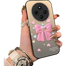 Ucuc Redmi 14C Uyumlu Telefon Kılıfı Estetik Kurdele Deseni Akrilik Sert Arka Silikon Kenar Lens Korumalı Darbe Koruma