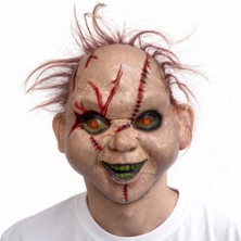Saçlı Chucky Korku Maskesi – Gerçekçi Dikişli ve Detaylı Maske
