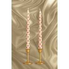 2' Li Kalp Desenli Şamdan Mum Seti / Romantik Dekoratif Uzun Mum